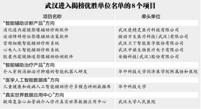 武汉8个智能医疗项目揭榜全国优胜 居副省级城市第一