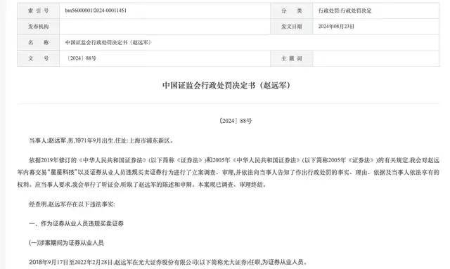 光大证券原投行总经理内幕交易亏532万，背后浙江富豪被调查俩月